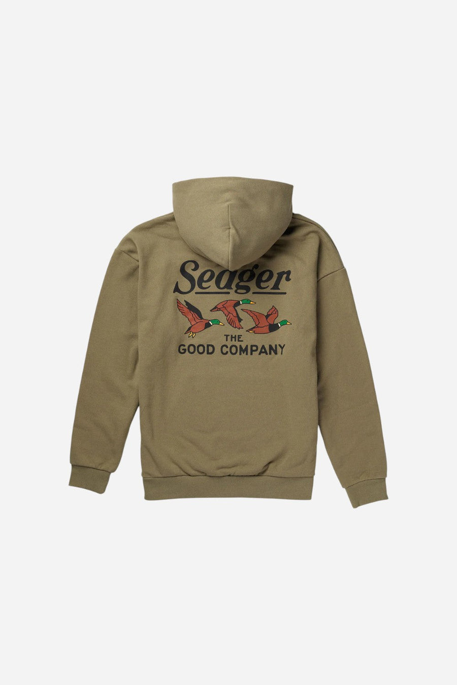 Seager Good Company Heavy-Weight Hoodie in Olive – back view