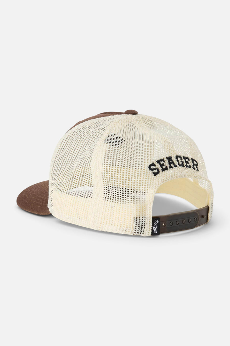 Seager Keep It Country Trucker Hat in Brown/Cream – side view
