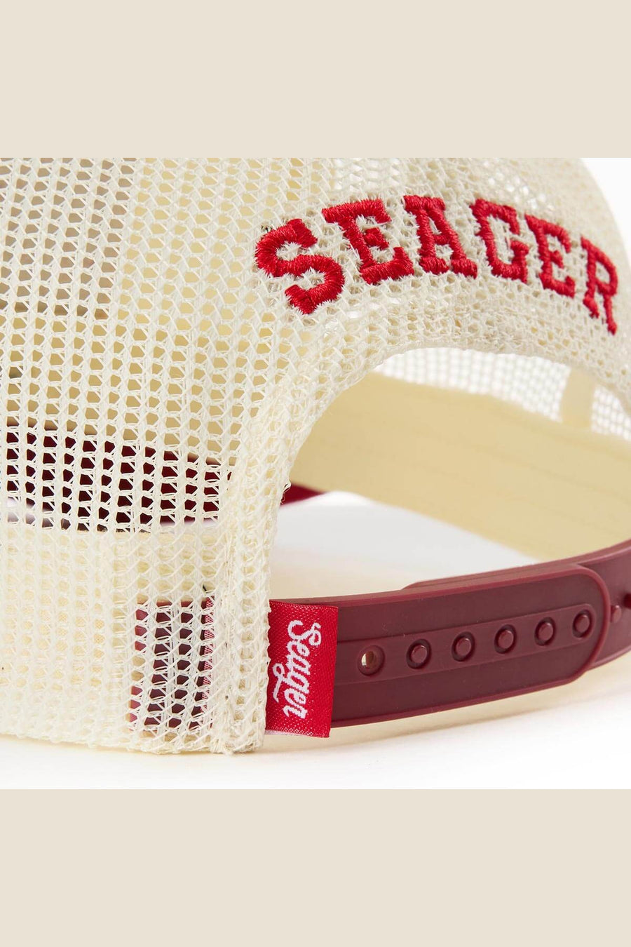 Seager Keep It Country Trucker Hat in Cream/Red – detail