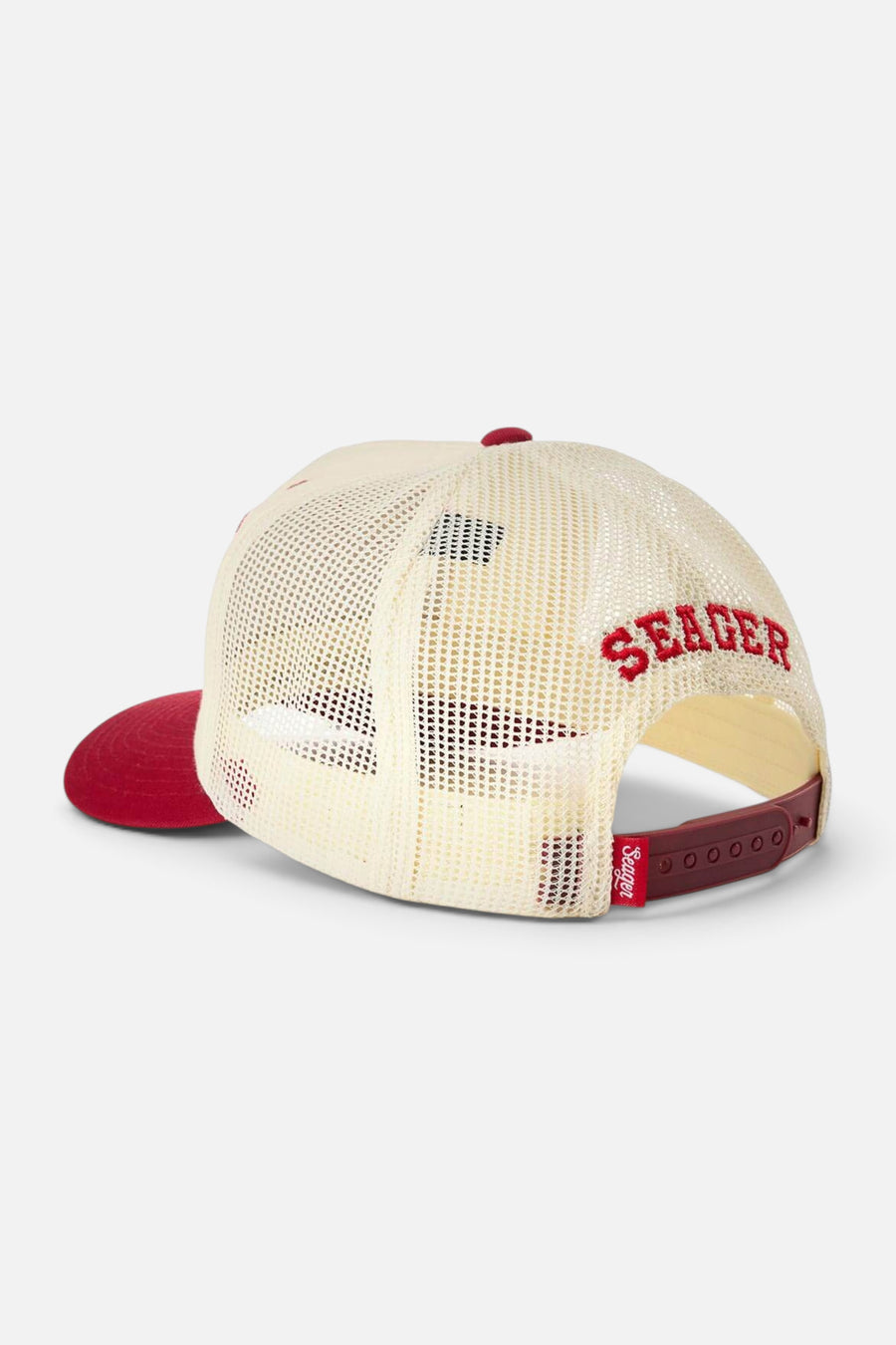 Seager Keep It Country Trucker Hat in Cream/Red – side view