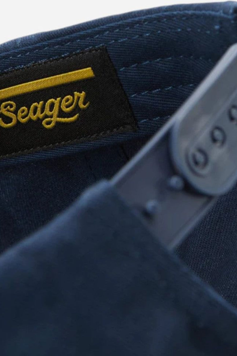 Seager Los Rios Canvas Snapback Navy – flat lay