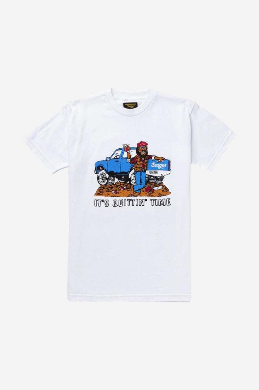 Seager Quittin' Time Heavyweight Tee in White – front view