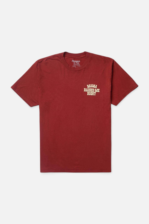 Seager Raised Right Tee in Roasted Red – front view