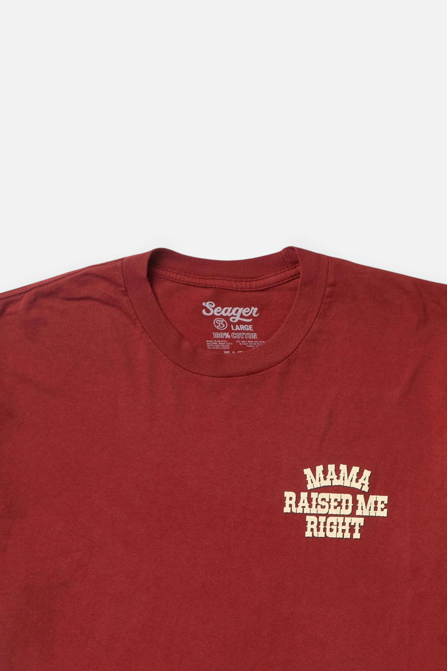 Seager Raised Right Tee in Roasted Red – side view
