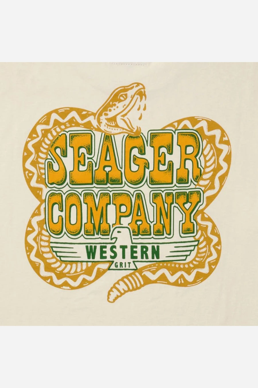 Seager Rattler Tee Vintage White – detail
