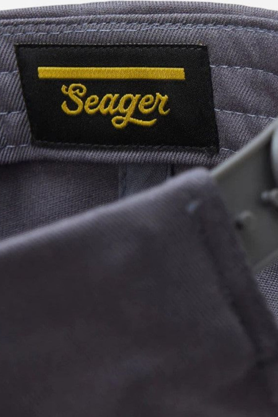 Seager Steelie Snapback Hat in Slate Grey – detail