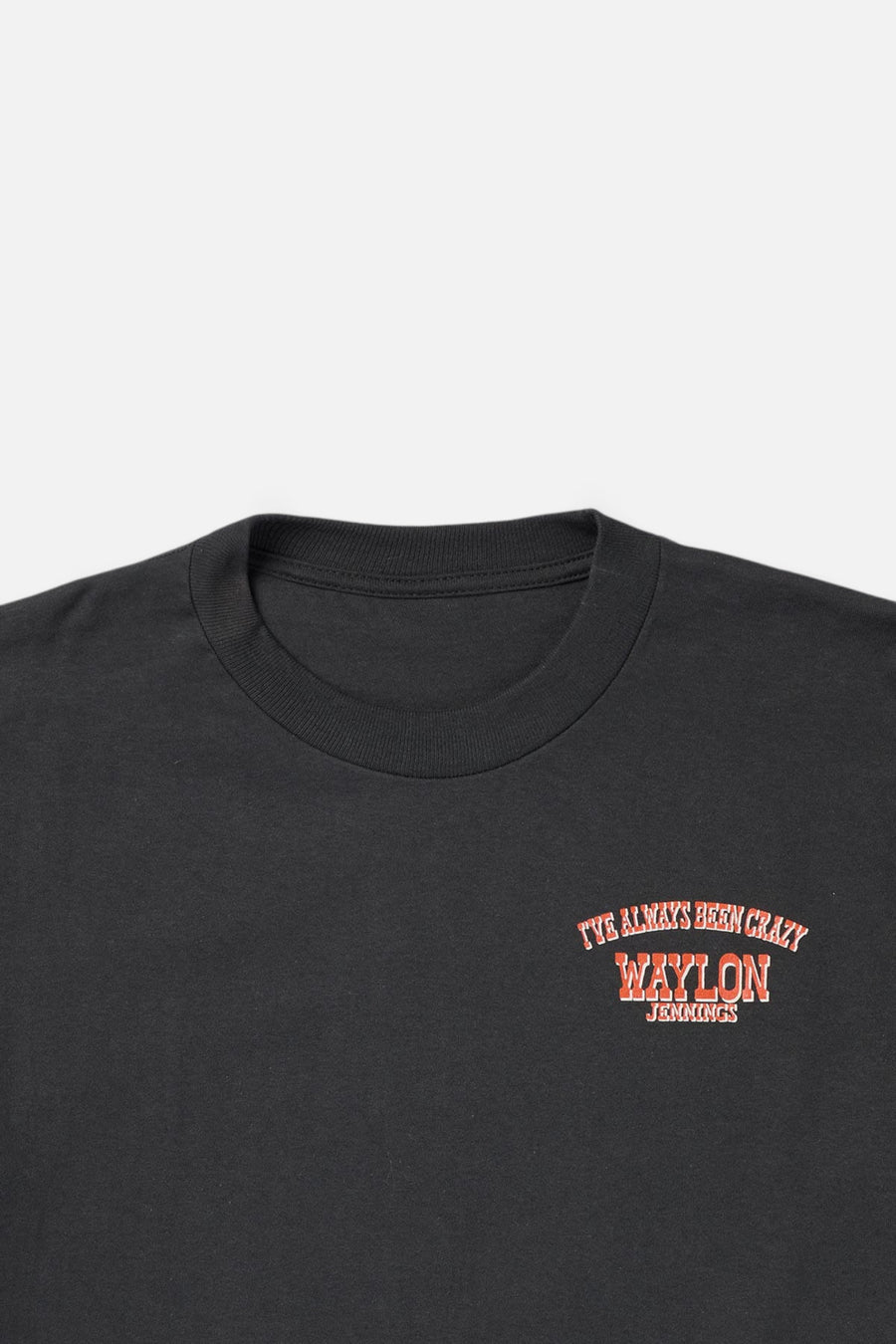 Seager Waylon Jennings Always Been Crazy Tee in Vintage Black – front detail