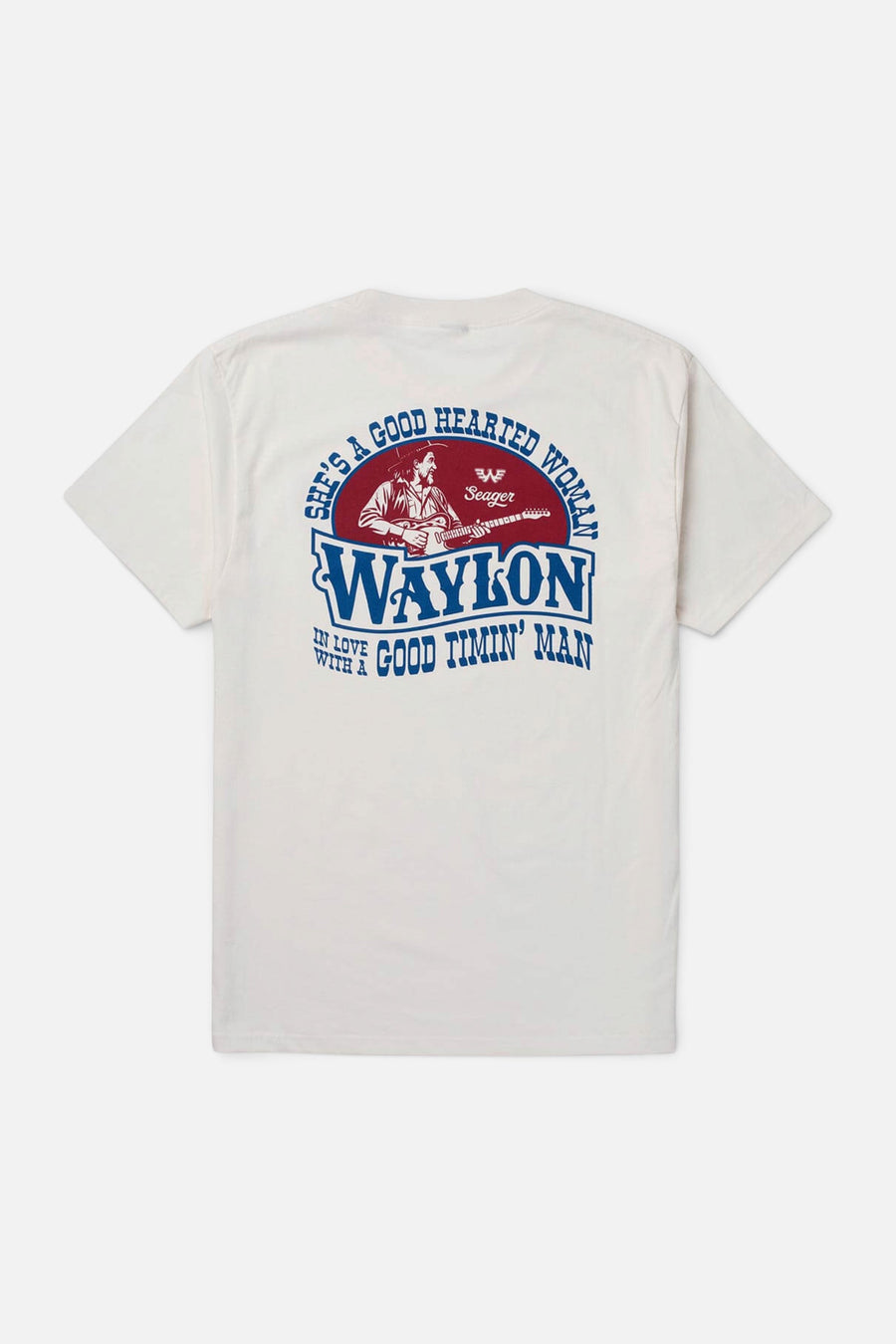 Seager Waylon Jennings Good Hearted Woman Tee in Vintage White – back view