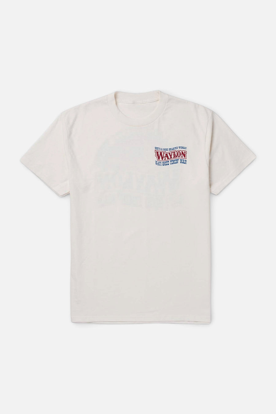 Seager Waylon Jennings Good Hearted Woman Tee in Vintage White – front view