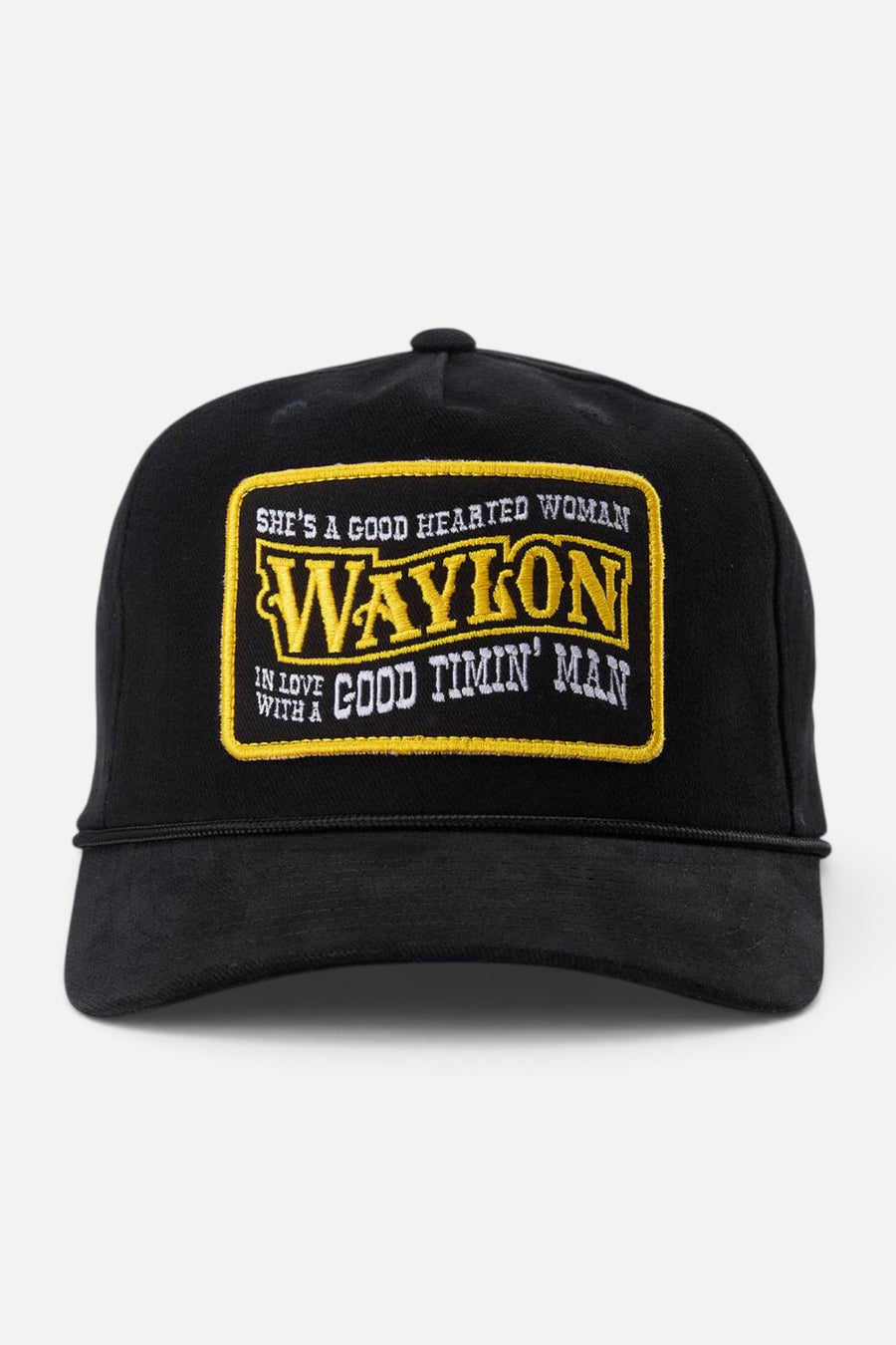 Seager x Waylon Jennings Good Hearted Woman Snapback in Black – front view