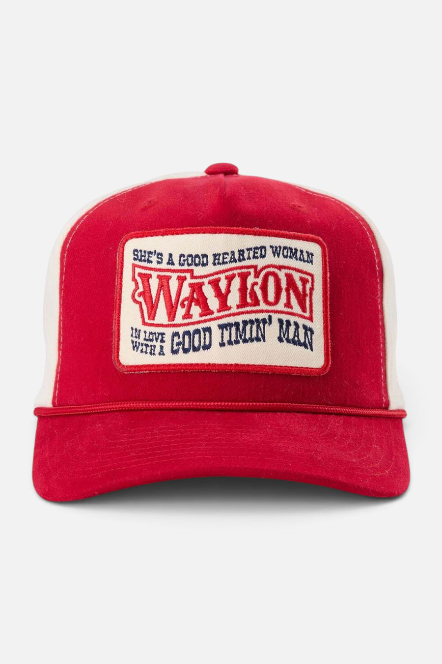 Seager x Waylon Jennings Good Hearted Woman Snapback in Red – front view