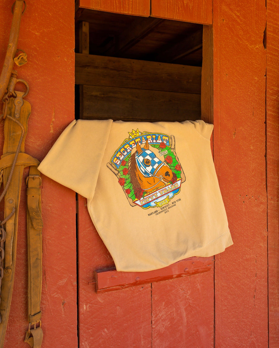 Secretariat Grateful Red Crewneck in Sandtrack – side view