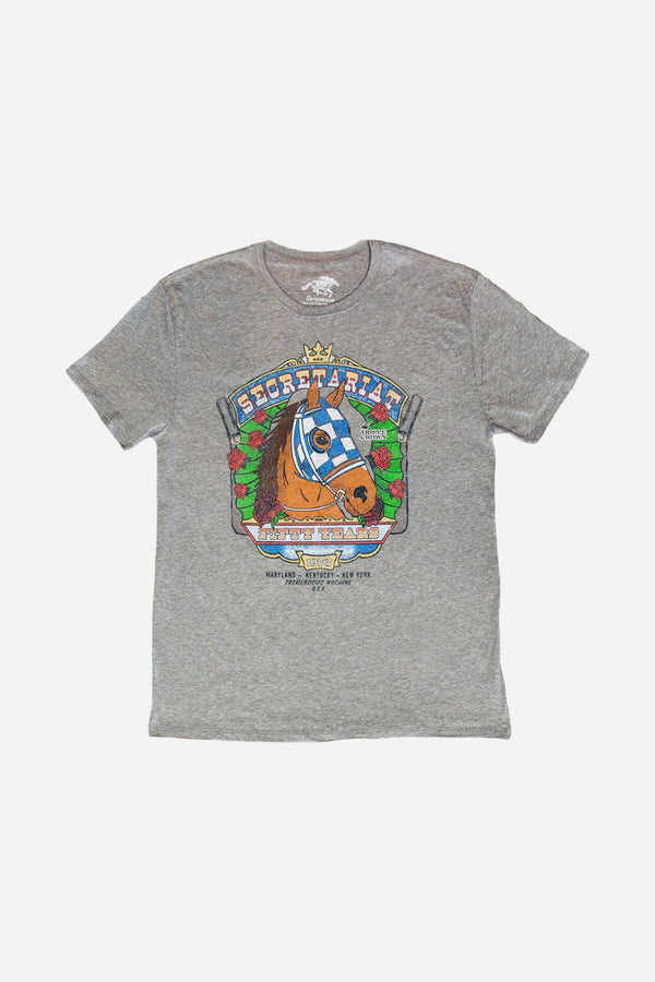 Secretariat Grateful Red Short Sleeve Tee in Heather Grey