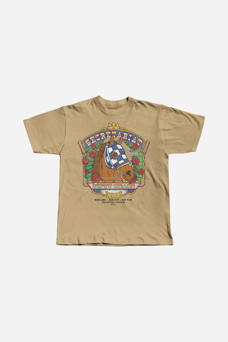 Secretariat Grateful Red Short Sleeve Tee in Sandtrack – side view