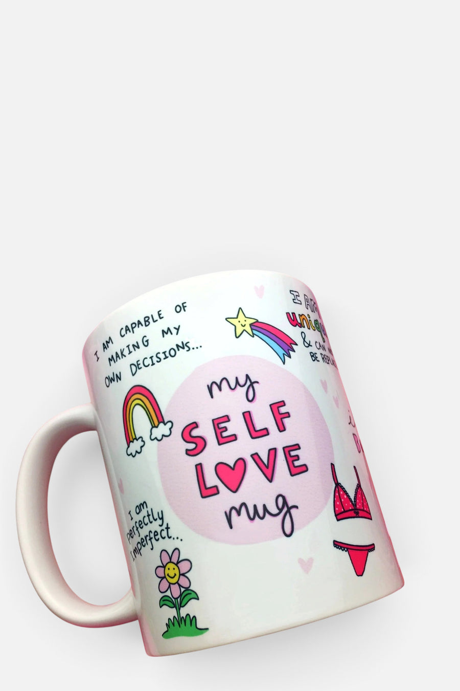 Self Love, Self Care, Motivational Mug – front view