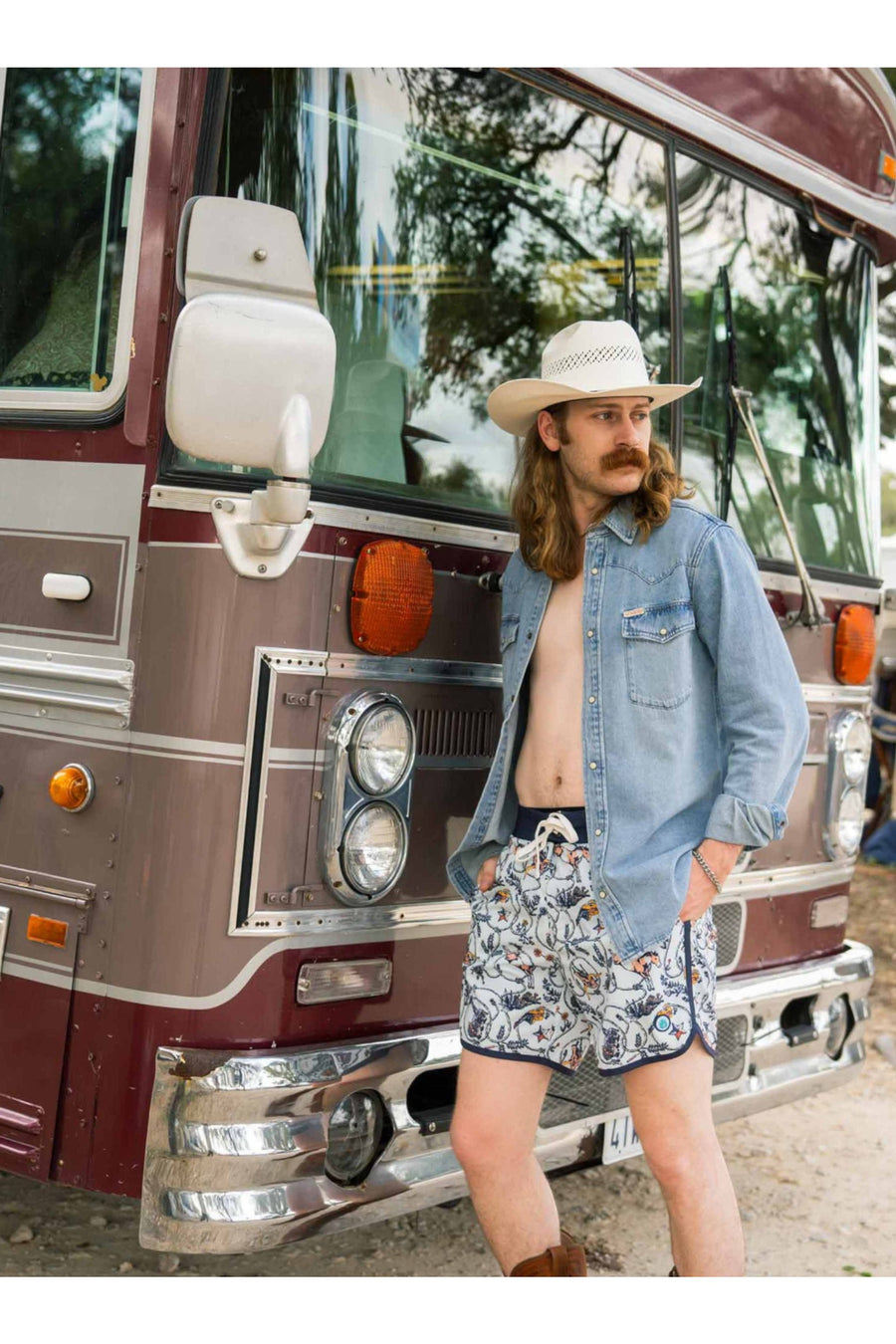 Sendero Point Bar High Lonesome Boardshort in Light Blue – side view