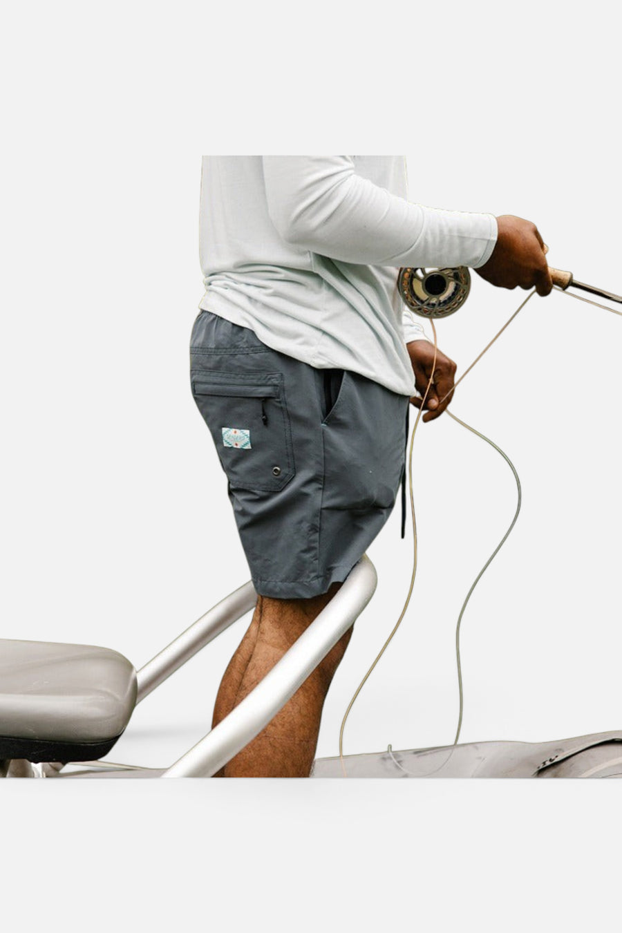 Sendero Provisions Bajada Hybrid Short in Slate Gray – detail