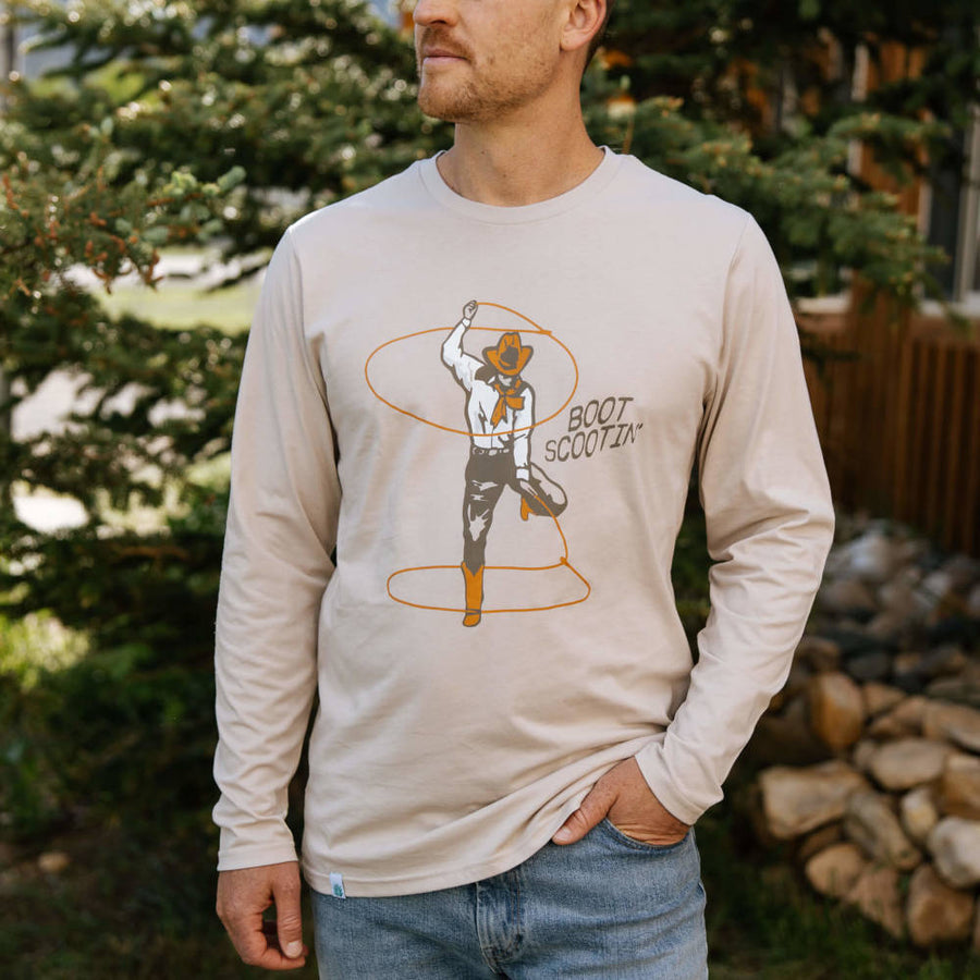 Sendero Provisions Boot Scootin' Long-Sleeve T-Shirt in Beige – back view