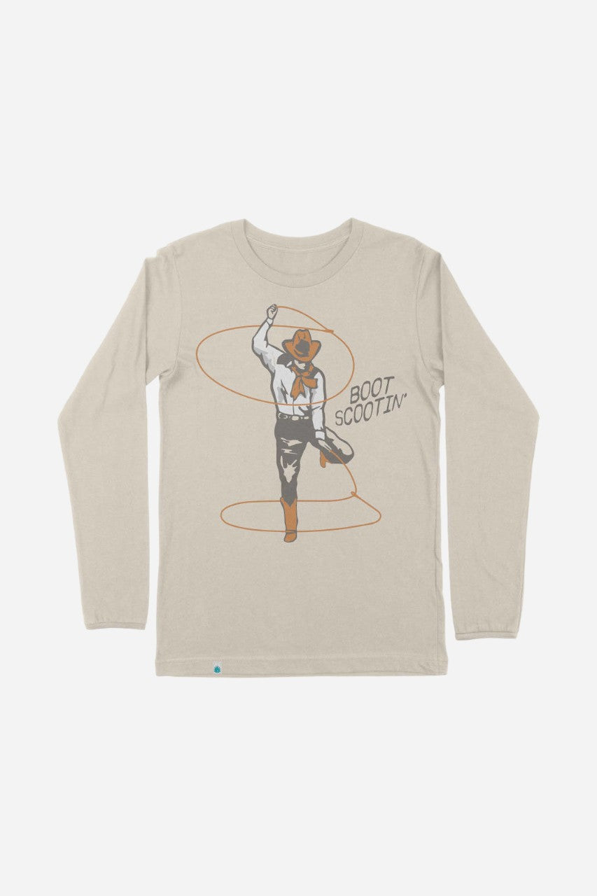 Sendero Provisions Boot Scootin' Long-Sleeve T-Shirt in Beige – front view