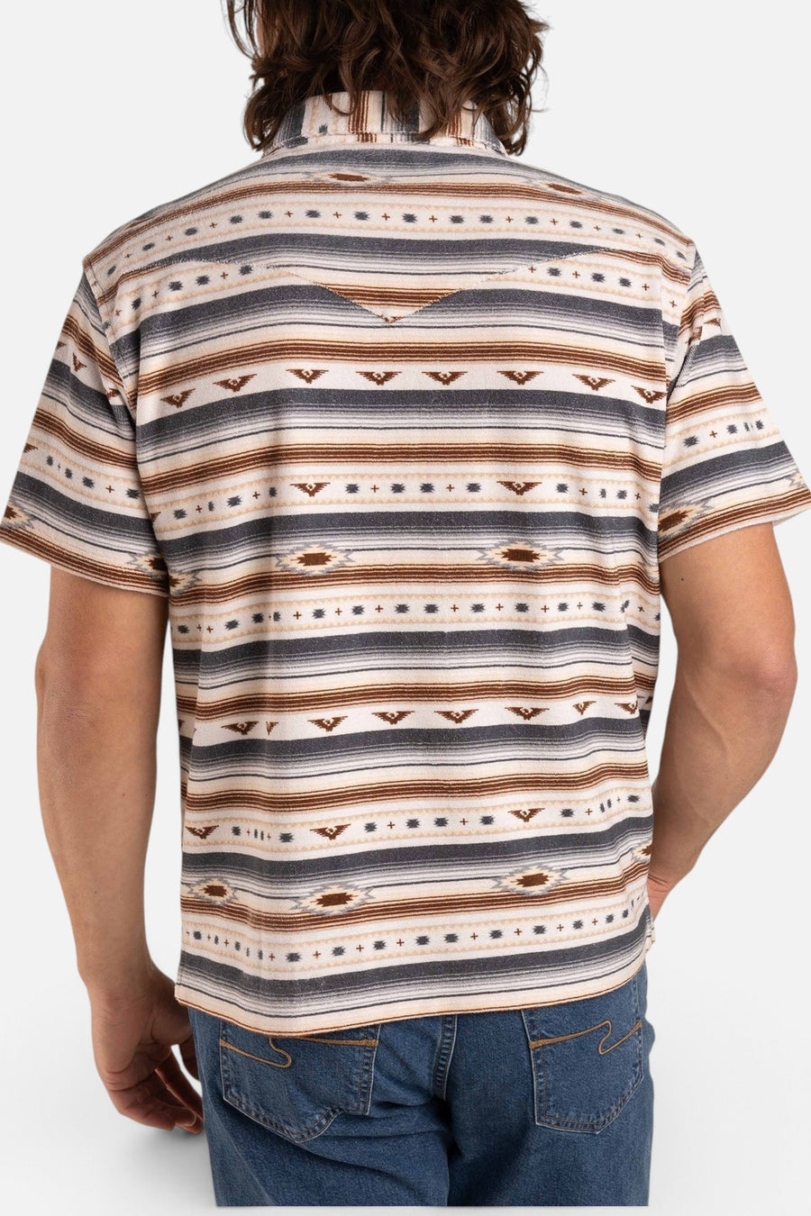 Sendero Provisions Cantina Terry Men's Polo in Gray Tan Southwest – detail