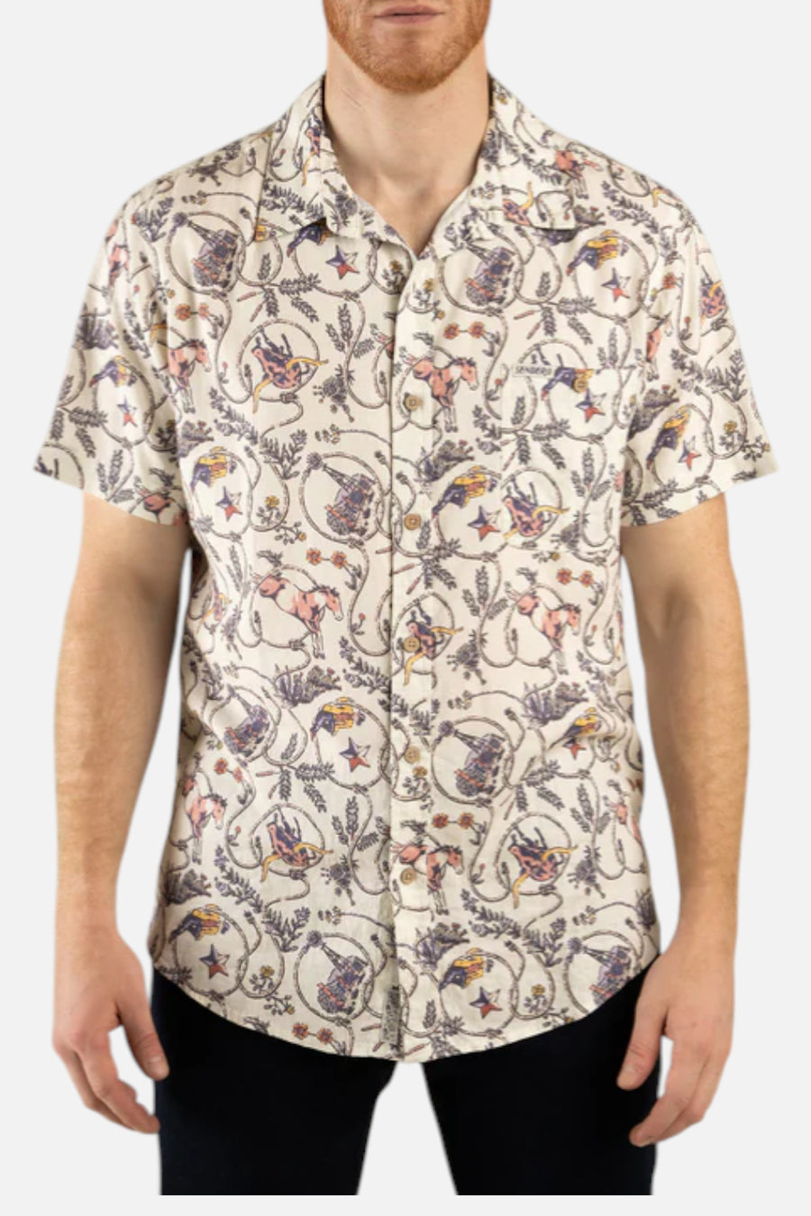 Sendero Provisions City Slicker Button Up Short Sleeve in High Lonesome – on model