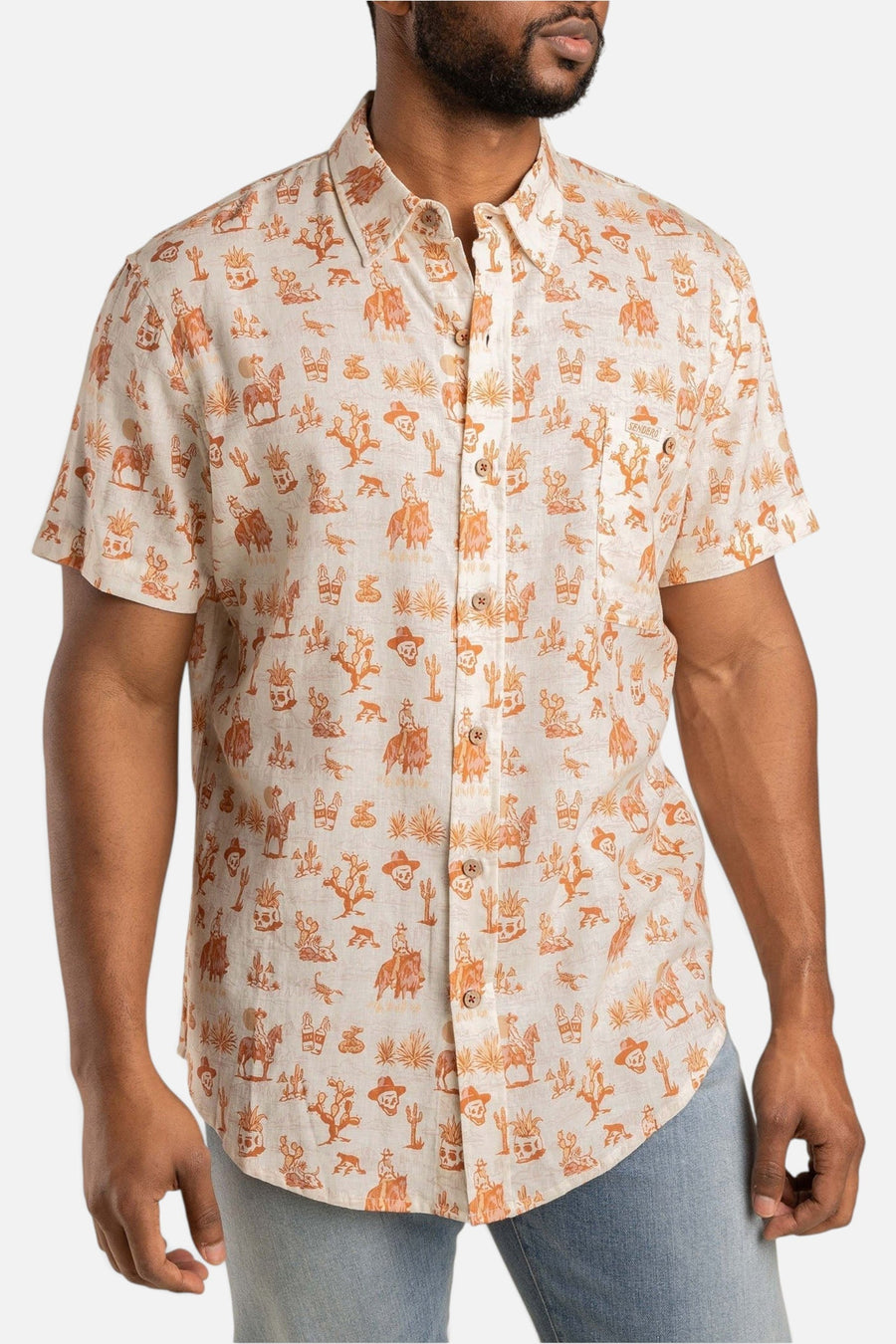 Sendero Provisions City Slicker Button Up Short Sleeve Shirt in Muertos – detail