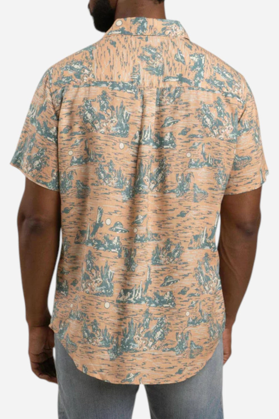 Sendero Provisions City Slicker Short Sleeve in Desert Abduction - Coral – flat lay