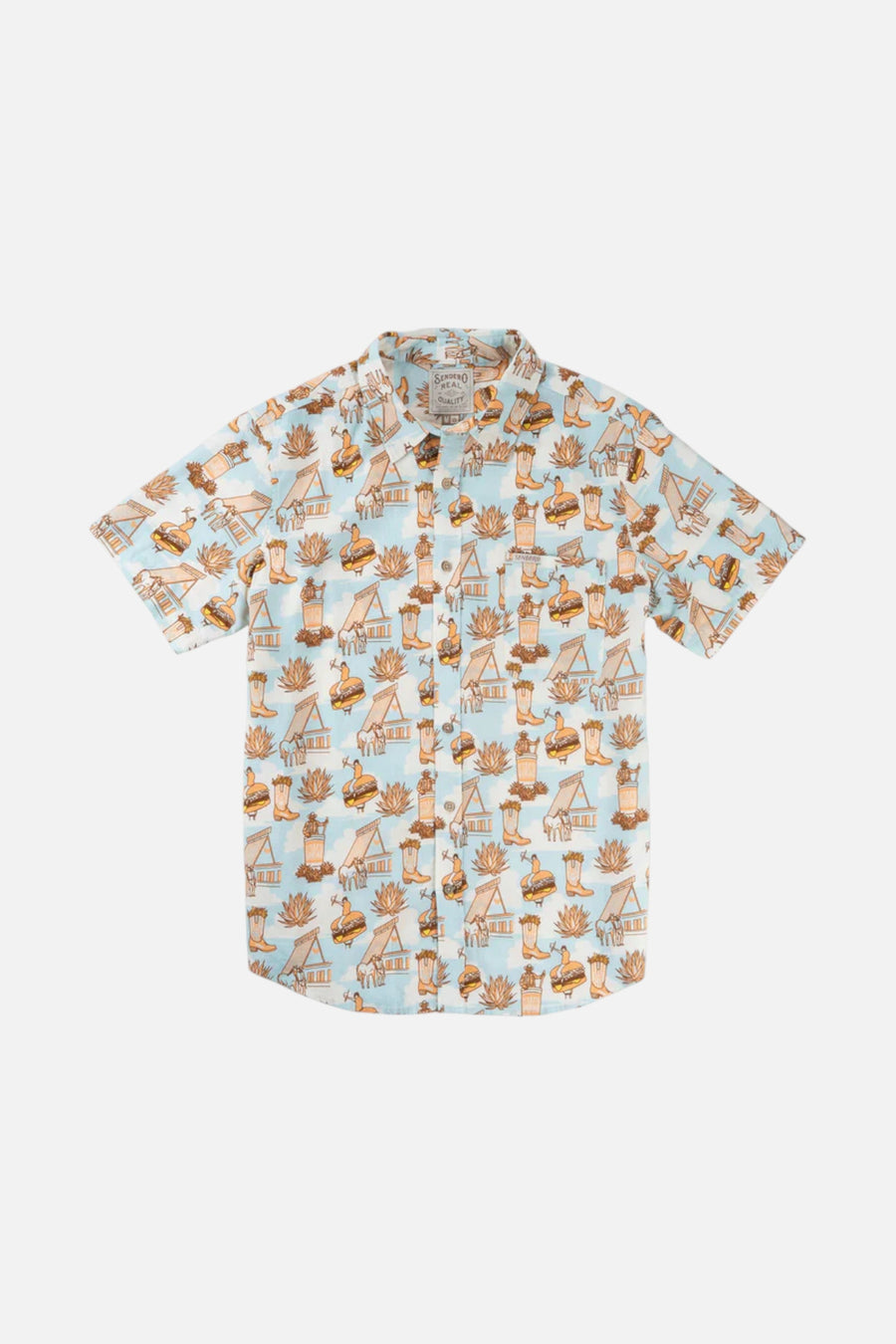 Sendero Provisions Co. Whataburger x Sendero City Slicker Cowboy Drive Thru Short Sleeve Shirt – flat lay