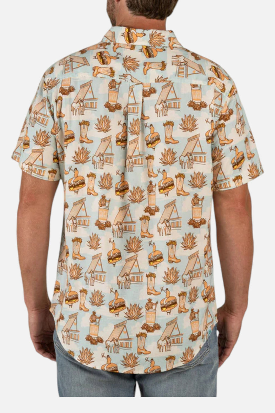 Sendero Provisions Co. Whataburger x Sendero City Slicker Cowboy Drive Thru Short Sleeve Shirt – on model