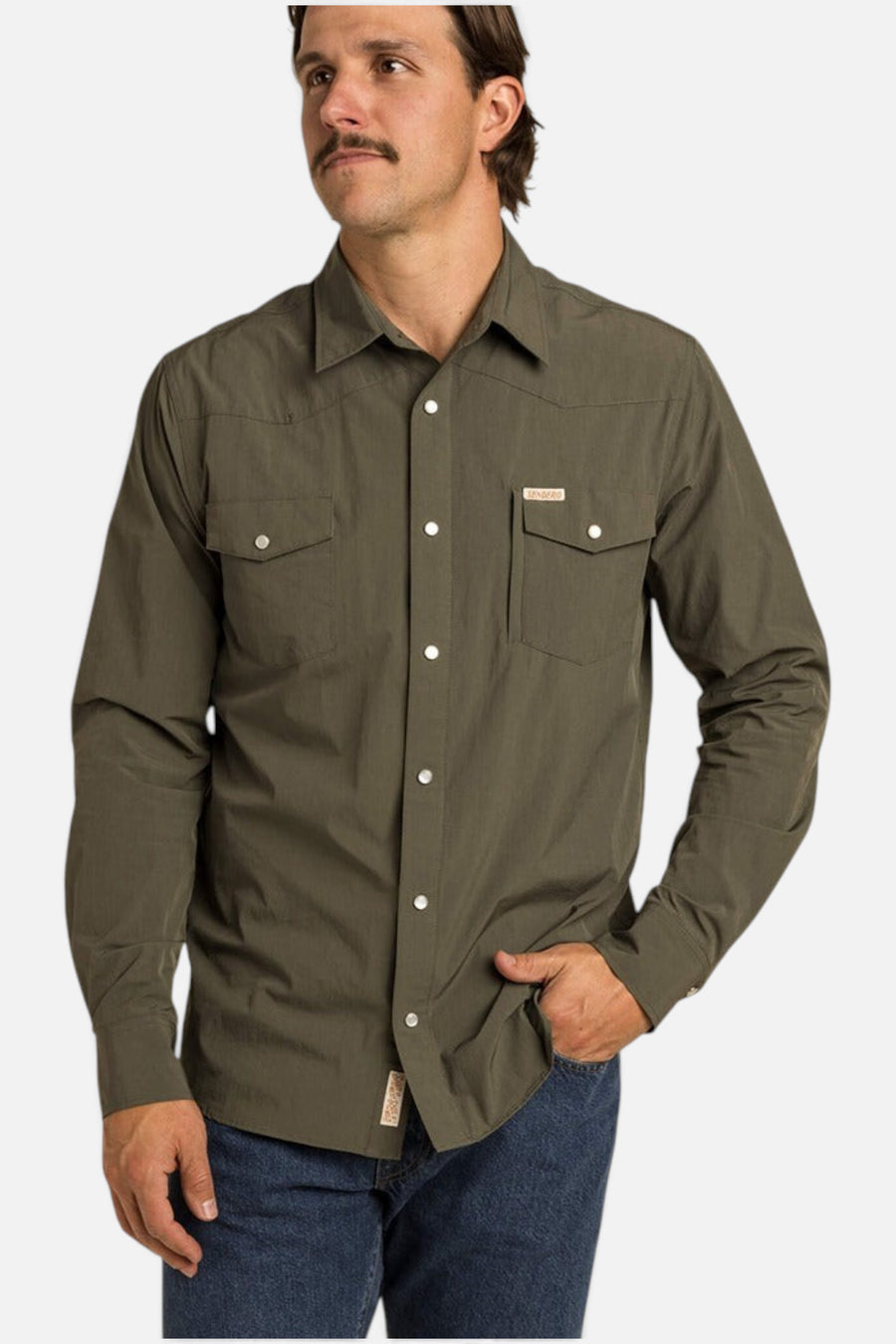 Sendero Provisions Confluence Tech Shirt in Desert Sage – back view