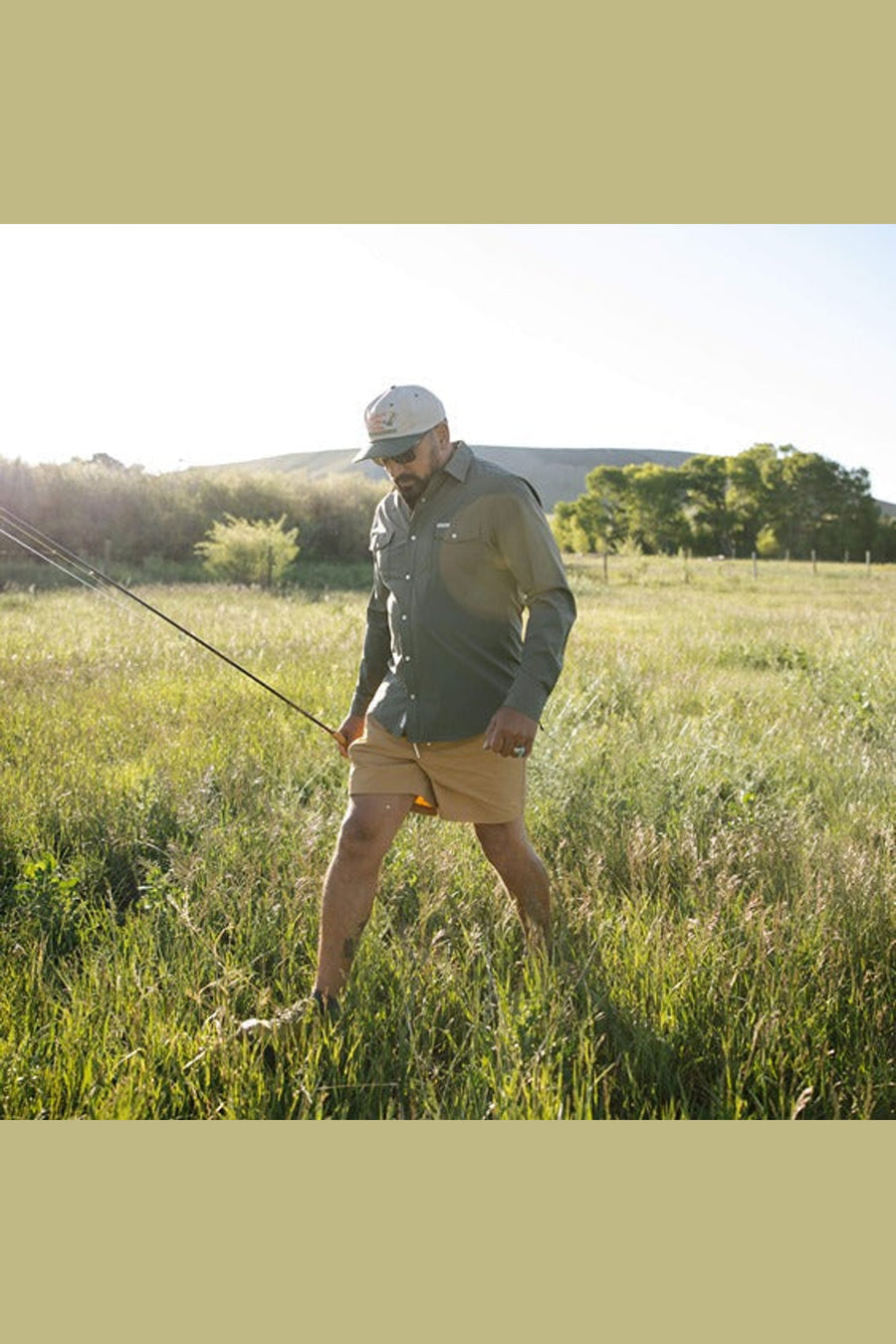 Sendero Provisions Confluence Tech Shirt in Desert Sage – flat lay