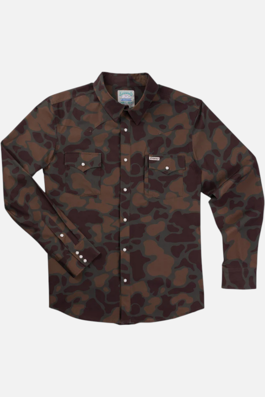 Sendero Provisions Confluence Tech Shirt in Forest Camo – detail