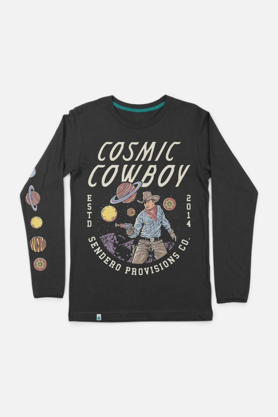 Sendero Provisions Cosmic Cowboy Long-Sleeve T-Shirt in Black – front view