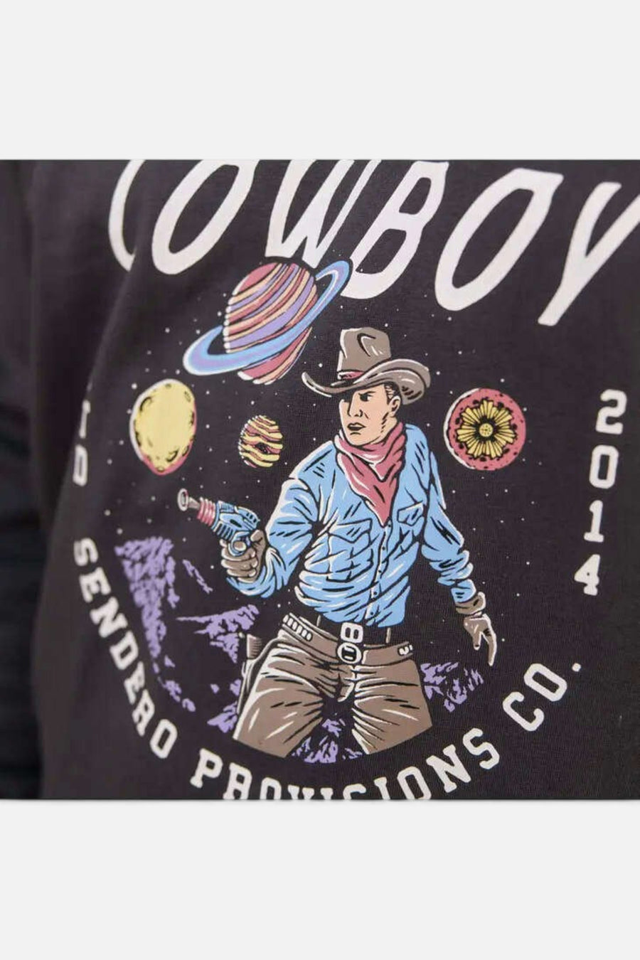 Sendero Provisions Cosmic Cowboy Sweatshirt in Charcoal – back view