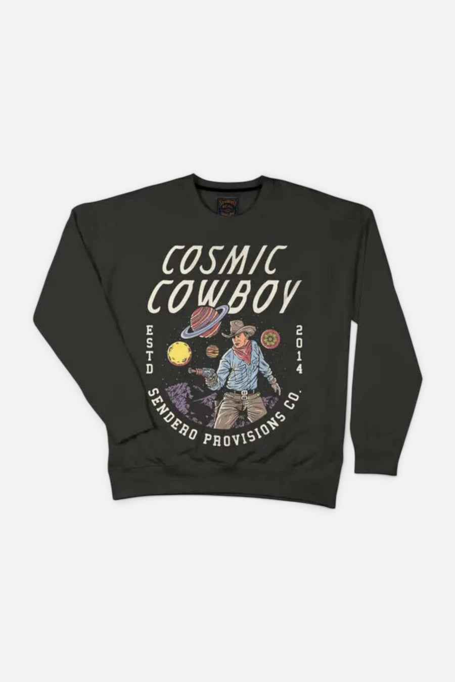 Sendero Provisions Cosmic Cowboy Sweatshirt in Charcoal – front view