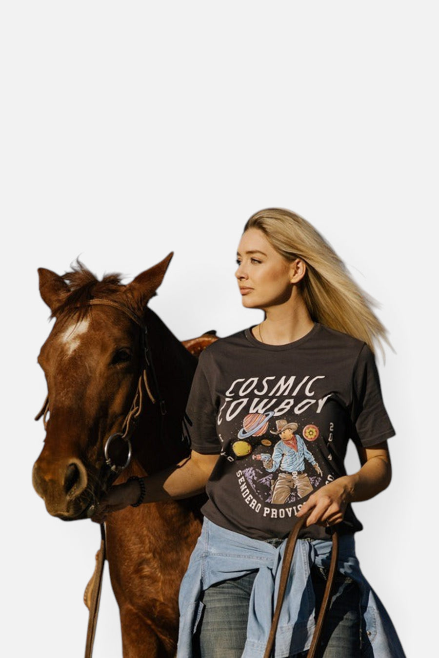 Sendero Provisions Cosmic Cowboy T-Shirt in Asphalt – detail