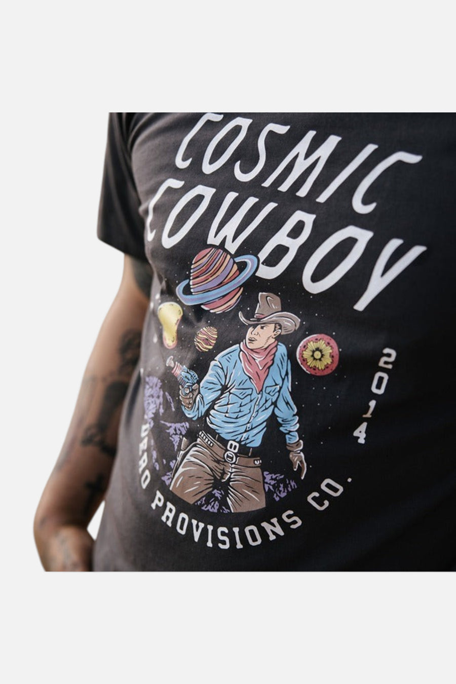Sendero Provisions Cosmic Cowboy T-Shirt in Asphalt – side view