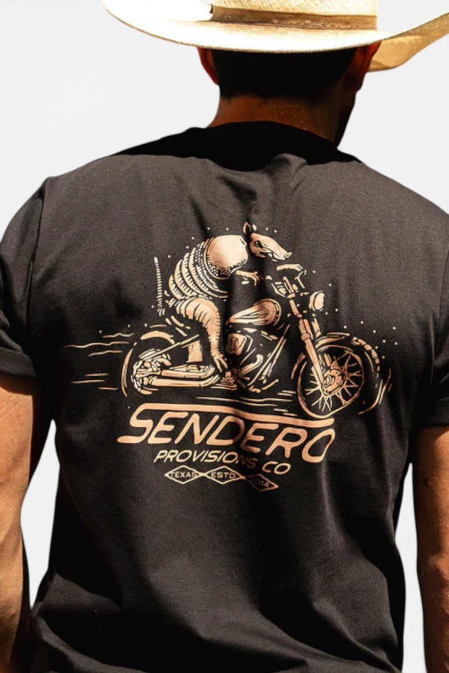 Sendero Provisions Dillo Rider T-Shirt in Black – flat lay