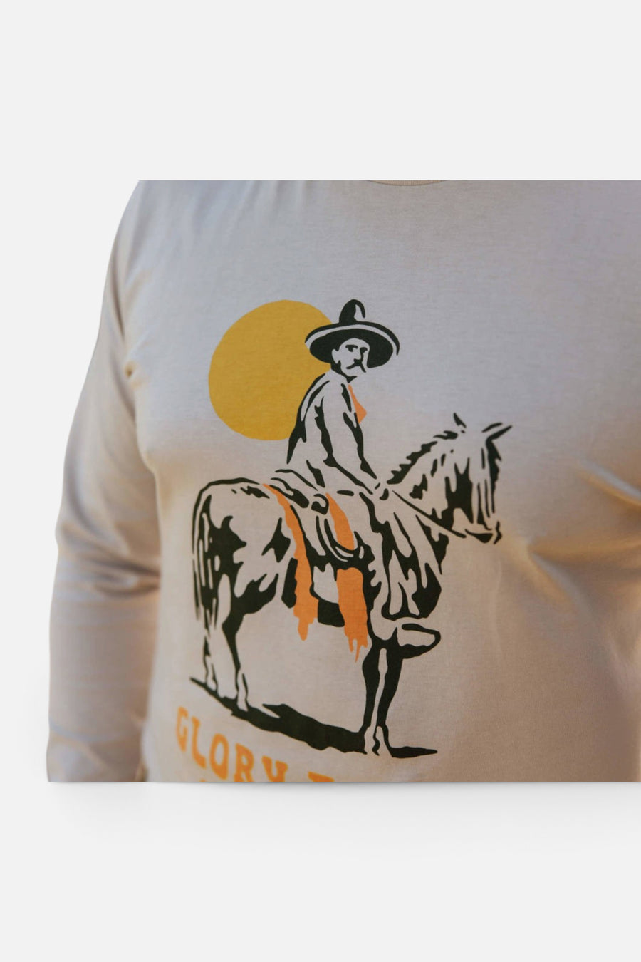 Sendero Provisions Glory To The Vaqueros Long-Sleeve T-Shirt in Beige – side view