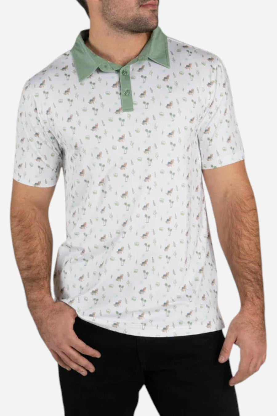 Sendero Provisions High Noon Performance Polo in Oasis White – detail