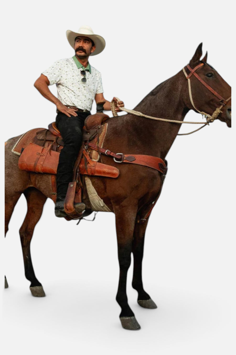 Sendero Provisions High Noon Performance Polo in Oasis White – side view