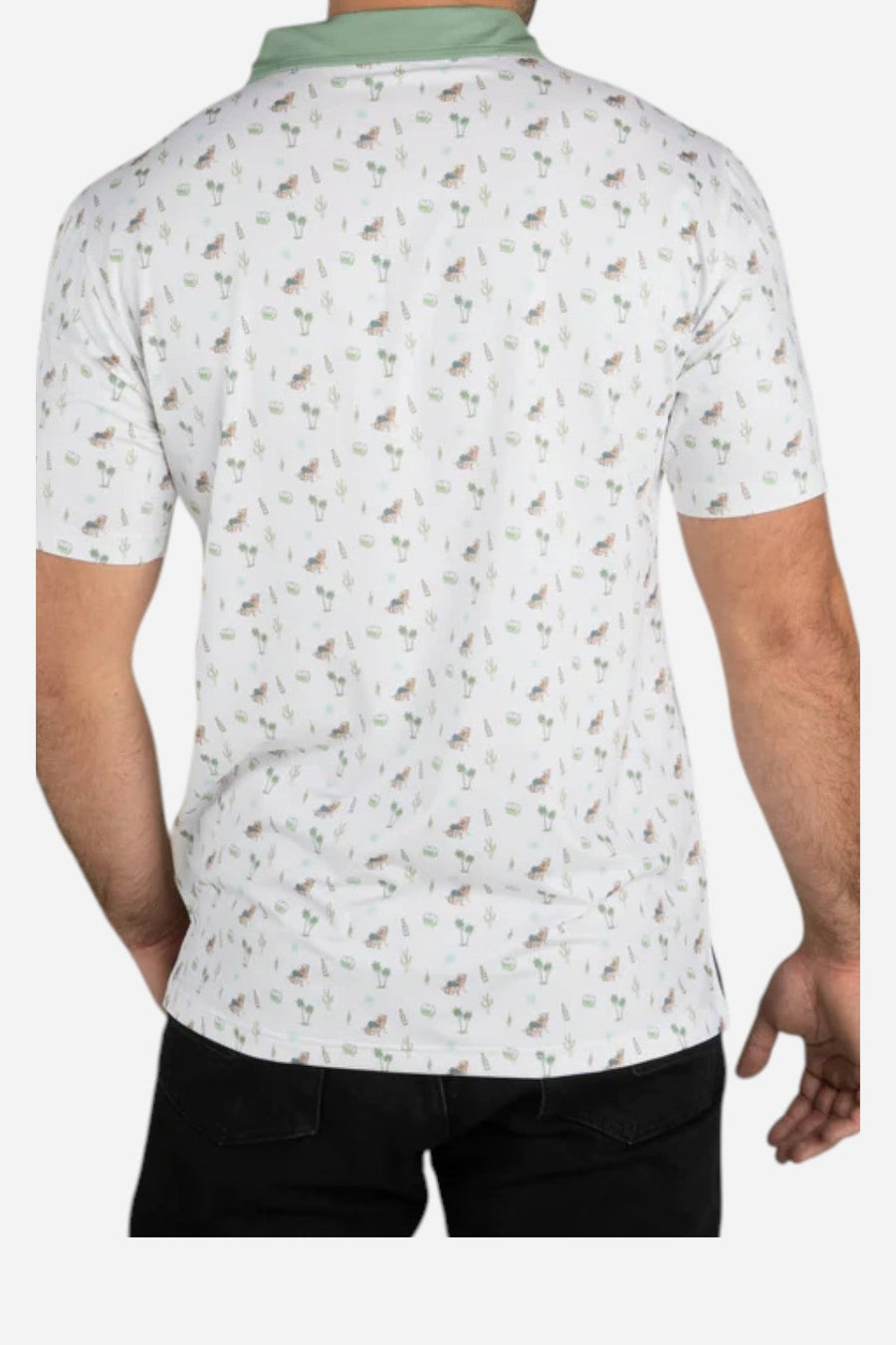 Sendero Provisions High Noon Performance Polo in Oasis White – on model