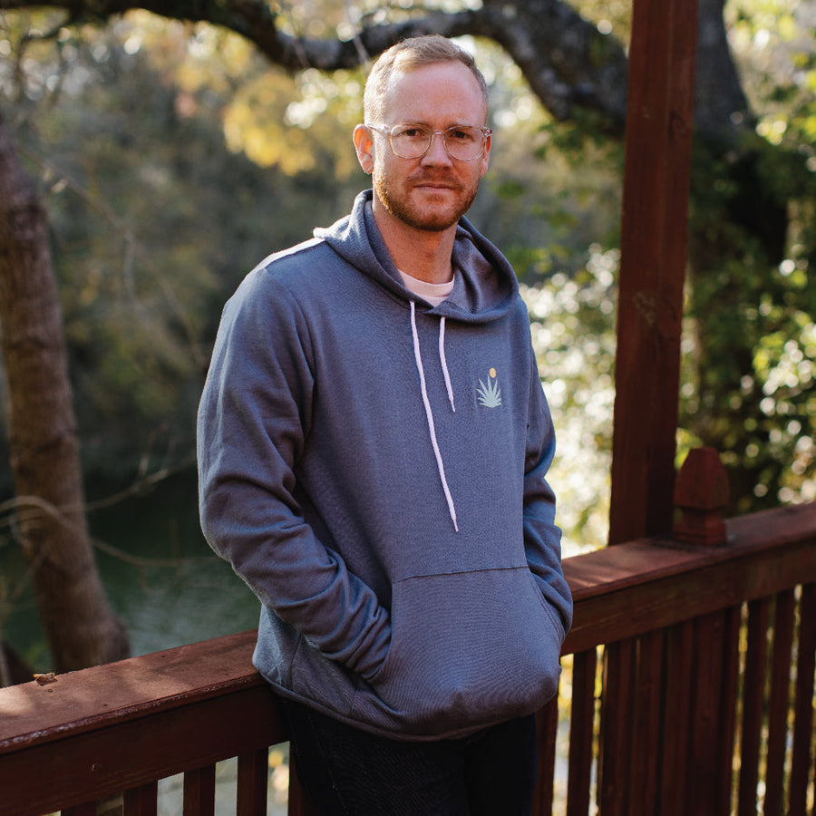 Sendero Provisions Retroscape Hoodie Agave in Athletic Slate – detail