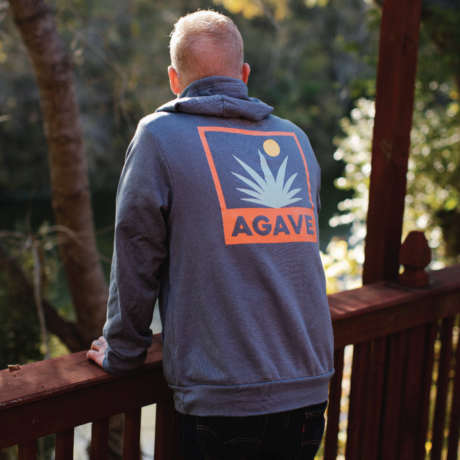 Sendero Provisions Retroscape Hoodie Agave in Athletic Slate – flat lay
