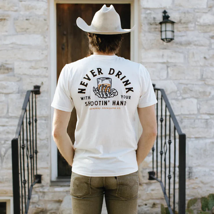 Sendero Provisions Shootin' Hand Tee in Vintage White – side view