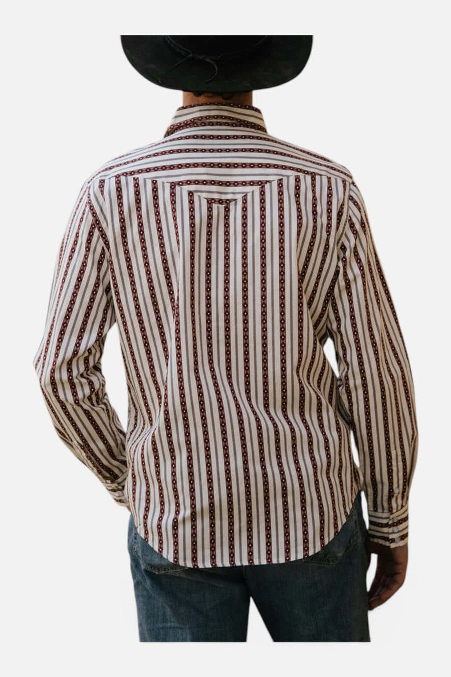Sendero Provisions The Wyatt Button Up Long Sleeve Pearl Snap Shirt Serape Burgundy – detail