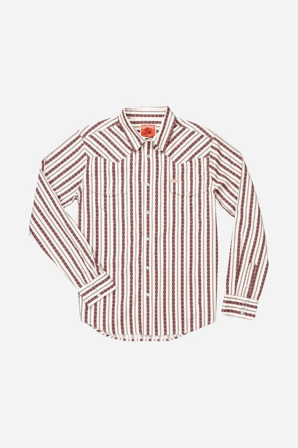 Sendero Provisions The Wyatt Button Up Long Sleeve Pearl Snap Shirt Serape Burgundy