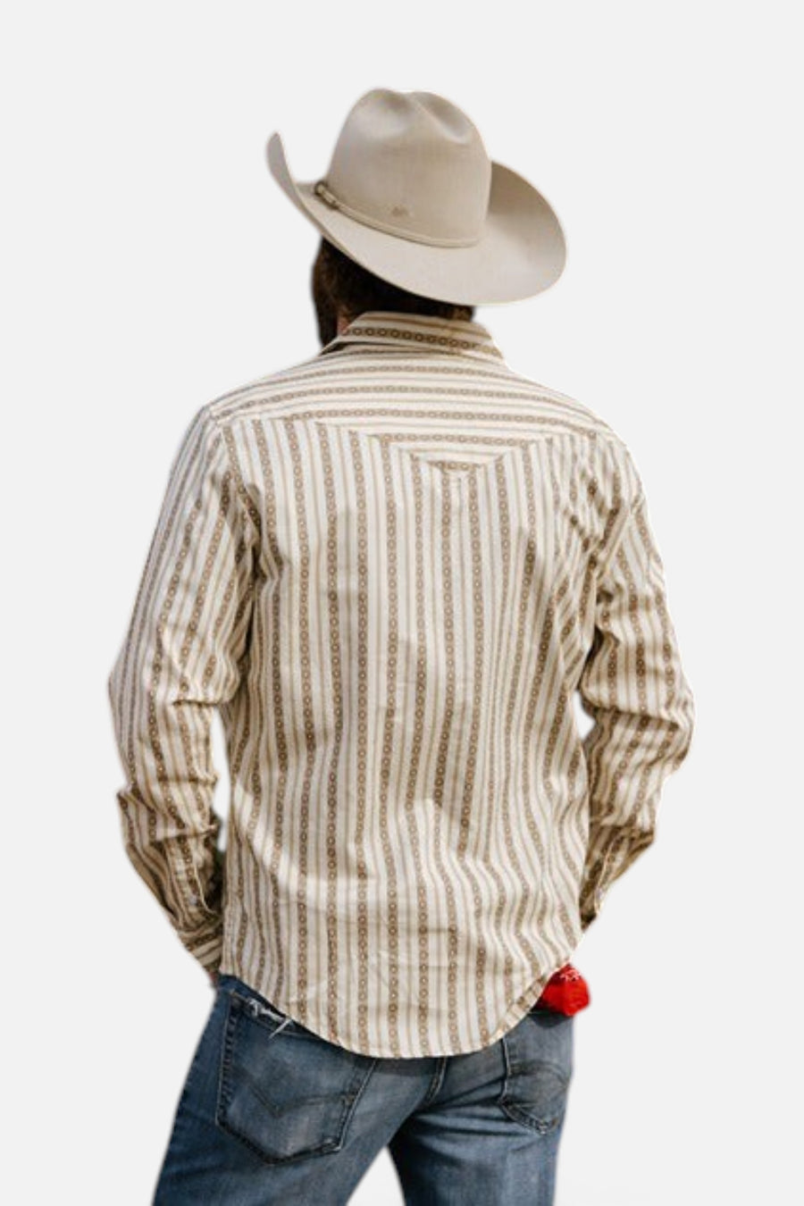 Sendero Provisions The Wyatt Button Up Long Sleeve Serape Pearl Snap Shirt in Tan – alternate