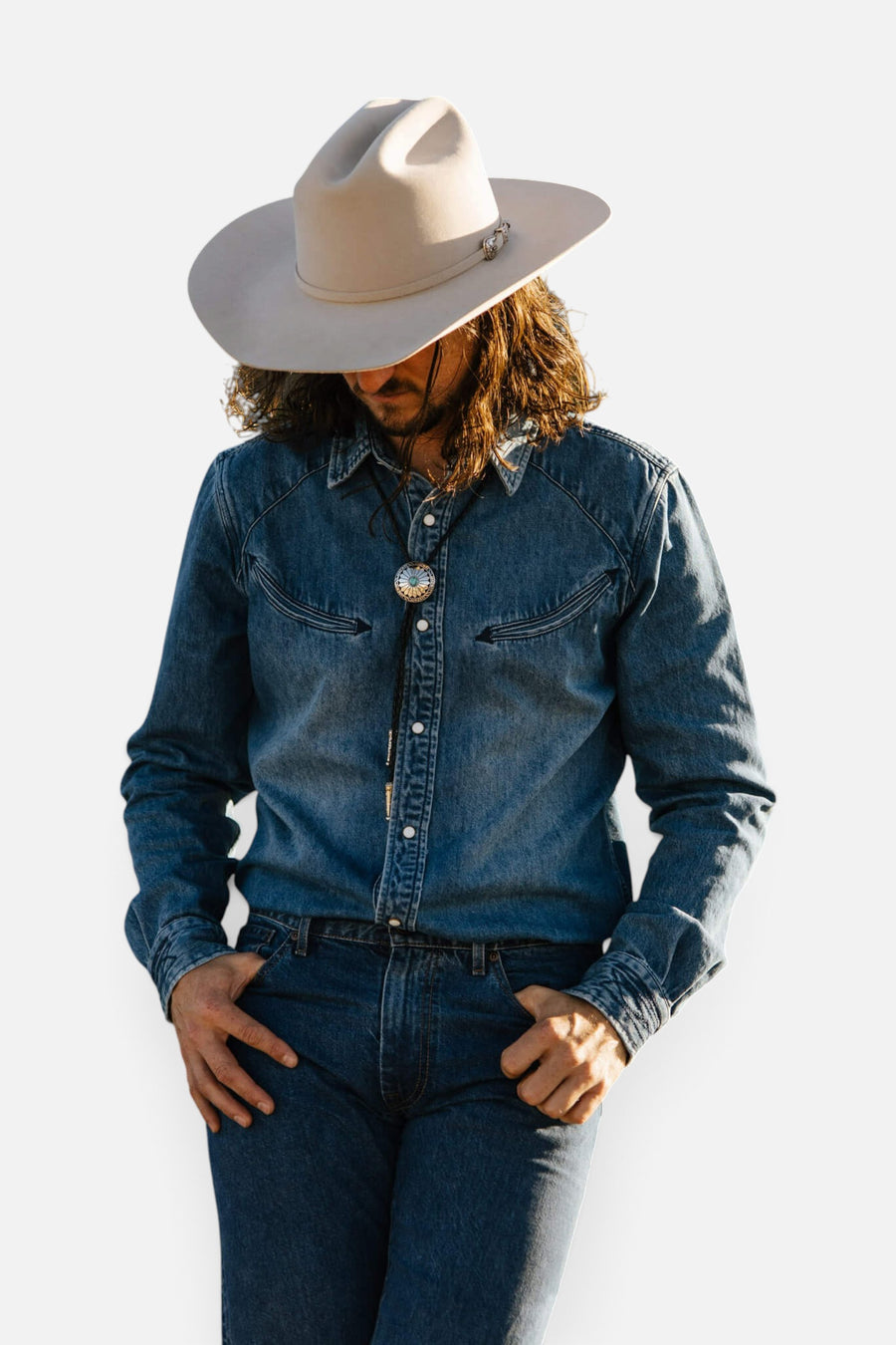 Sendero Provisions The Yoakam Button Up Long Sleeve Denim Shirt – flat lay