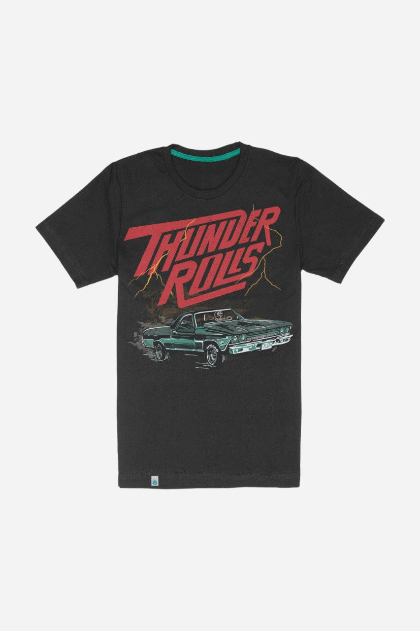 Sendero Provisions Thunder Rolls T-Shirt in Vintage Black – front view
